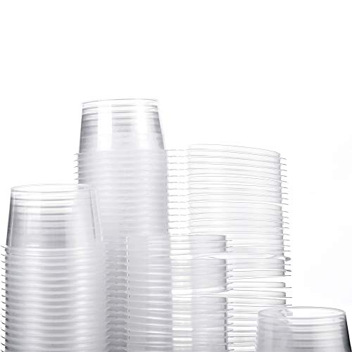 Brightalk [4 oz. - 100 Sets] Disposable Plastic Portion Cups with Lids, Stackable Airtight Dressing Container To Go, Jello Shot Cups Souffle Cups Sauce Cups - size: 4 oz. - 100 Sets