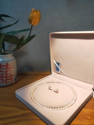 Jewelry Velvet Box Pearl Necklace Earring Bracelet Gift Display Case Wedding Jewelry Storage Holder (Beige For Pearl Necklace Earrings) - color: Beige For Pearl Necklace Earrings
