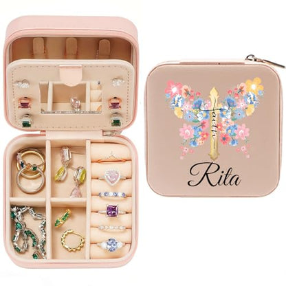 Cherished Moments Personalized Jewelry Keepsake Box with Custom Cross and Name for Teenage Girls Christening Gift - color: Cross and Name-Pink