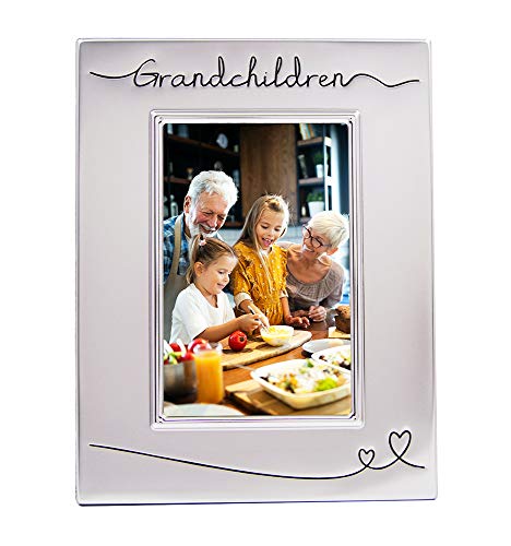 Haysom Interiors Beautiful Two Toned Silver Plated Grandchildren 4" x 6" Picture Frame with Black Velvet | Unique and Thoughtful Gift Idea by Happy Homewares - size: Grandchildren