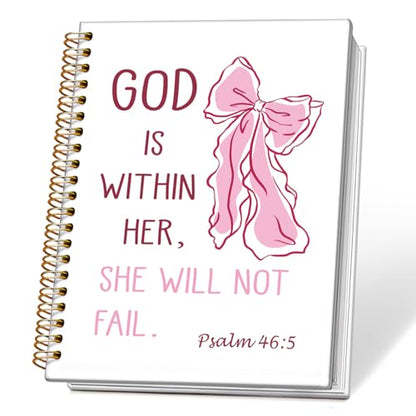 Christian Spiral Notebook Journal, God is Within Her She Will Not Fall Preppy Bible Verse Journal for Women, Christian Gifts for Women, Religious Prayer Notebooks, 5.5x8.3 Inch - color: 01-god is Within Her She Will Not Fall