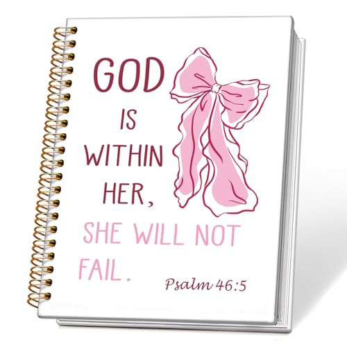 Christian Spiral Notebook Journal, God is Within Her She Will Not Fall Preppy Bible Verse Journal for Women, Christian Gifts for Women, Religious Prayer Notebooks, 5.5x8.3 Inch - color: 01-god is Within Her She Will Not Fall