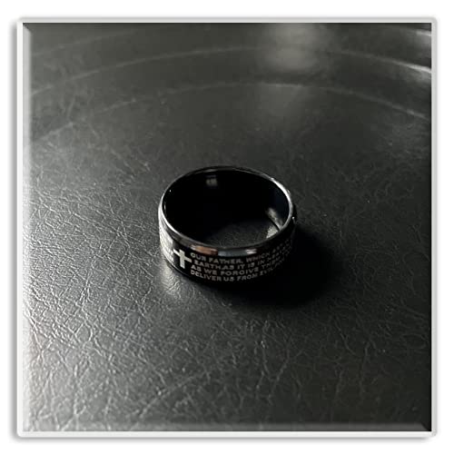 Xusamss Fashion Stainless Steel Lord's Prayer Cross Band Ring
