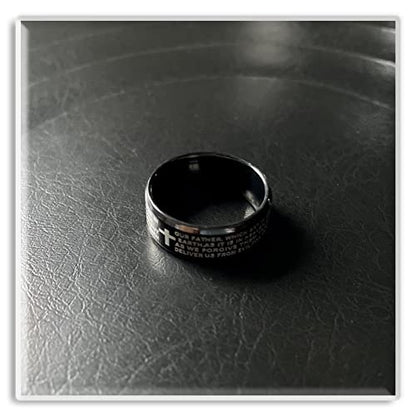 Xusamss Fashion Stainless Steel Lord's Prayer Cross Band Ring