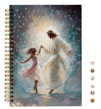bitCNY Jesus and Girl Notebook – Christian Spiritual Art Journal for Women and Teens, 8.3x5.5 Inches Religious Faith Notebook 402 - color: white-Jesus and Girl