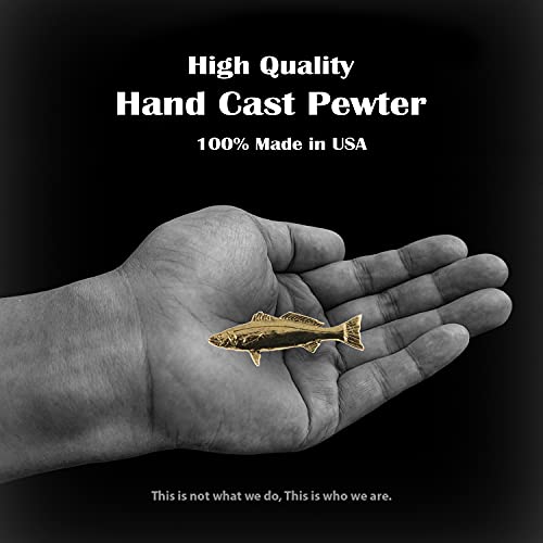 White Seabass Fish Pin, Pewter, Lapel, Hat, Pins, Brooch, Brooches, Jewelry, Gift, Handmade in the USA, 200 Fish Designs Available. S013Z - color: Gold Plated