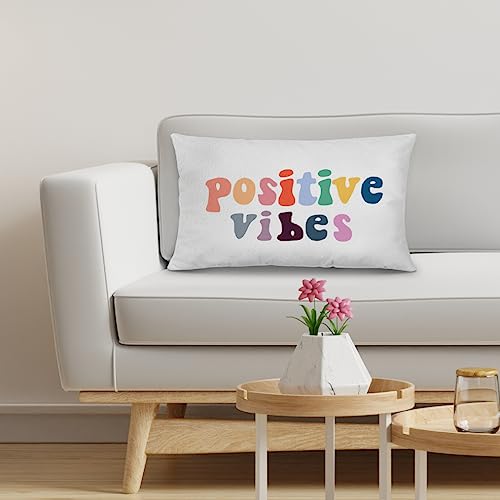 Nogrit Positive Vibes Trendy Pillow Covers 12x20, Inspirational Pillow Covers, Positive Affirmations Gifts, Positivity Gifts - color: Positive Vibes