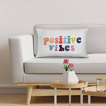 Nogrit Positive Vibes Trendy Pillow Covers 12x20, Inspirational Pillow Covers, Positive Affirmations Gifts, Positivity Gifts - color: Positive Vibes