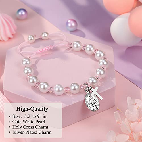 UNGENT THEM Rosary Cross Bracelet First Communion Gifts for Girls Teens