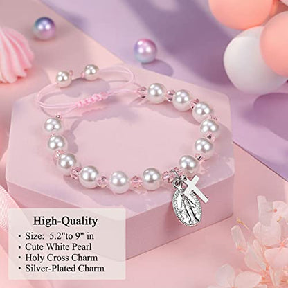 UNGENT THEM Rosary Cross Bracelet First Communion Gifts for Girls Teens