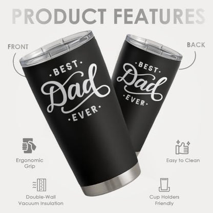 SANDJEST Dad Stainless Steel Curved Tumbler 20oz Coffee Travel Mug for Dad from Daughters or Sons - color: Dad 1