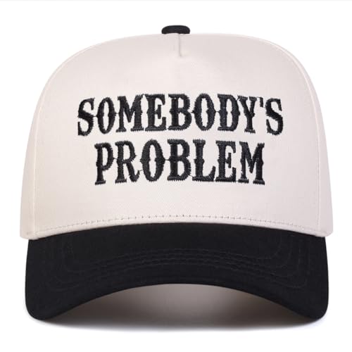 Trendy Embroidered Baseball Cap for Men & Women, Adjustable Snapback Hat for Casual Wear - color: Somebody's Problem| Black