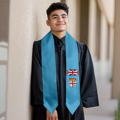 Graduation Satin Sash Scarf 72" Stole - color: Fiji Flag