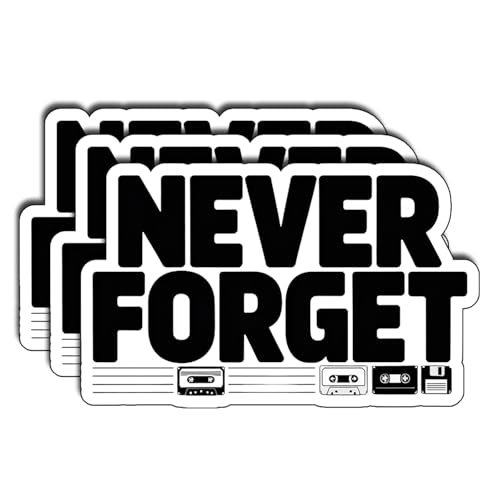 (3Pcs) Never Forget Stickers Retro Nostalgia Funny Quote Humor Geek Gifts Waterproof Vinyl Decals for Laptop Water Bottle Car Phone Size 2" x 3" - color: Never Forget