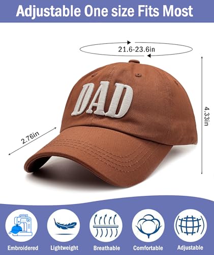 Dad Hats for Men, 3D Embroidered Dad Baseball Cap - color: Brown