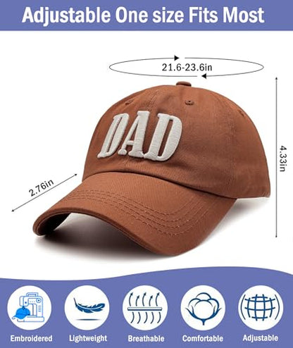 Dad Hats for Men, 3D Embroidered Dad Baseball Cap - color: Brown