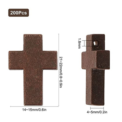 SUNNYCLUE 200Pcs Wood Cross Charm Wooden Charms Natural Wooden Small Cross Charms with Hole for Party Favors Easter Holiday Necklace Jewelry Making DIY Craft Handmade Accessories, Coconut Brown - color: 200Pcs Coconut Brown 22x15mm