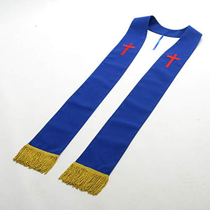 BLESSUME Church Clergy Pastor Cross Embroidered Stole - color: Blue 1