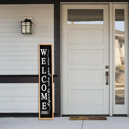 RLWangChao Welcome-ish Sign for Front Porch Standing, 45"X9", Wood Black - color: Wood Black Sign