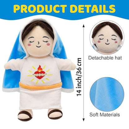 Breathing Plush Virgin Mary Doll 15" Sooth to Sleep Guardian Angel Plushie - color: White