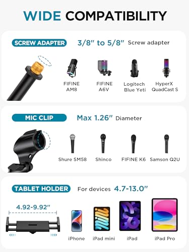 InnoGear Mic Stand Floor Tablet Phone Holder Tripod Microphone Boom Arm