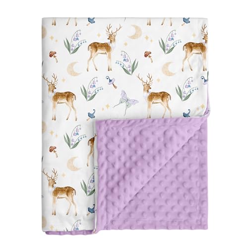 Fleece Baby Blankets for Girls & Boys, Infant Toddler Blanket - color: Purple Deer