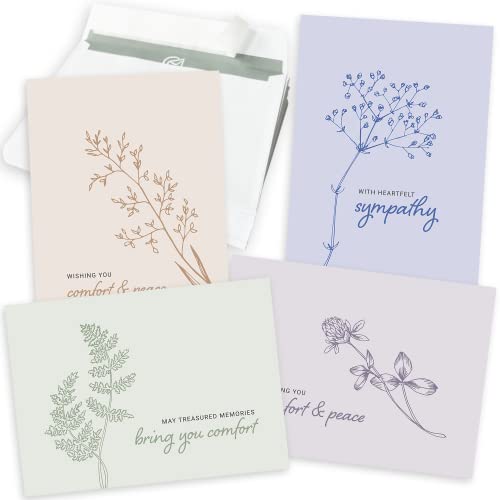 Sympathy Cards with Envelopes - 24 Sympathy Cards with Sentimental Designs and Thoughtful Messages - 4 Unique Condolences Card Designs in a Sympathy Cards Assortment Box with Envelopes (Pastel) - color: Pastel