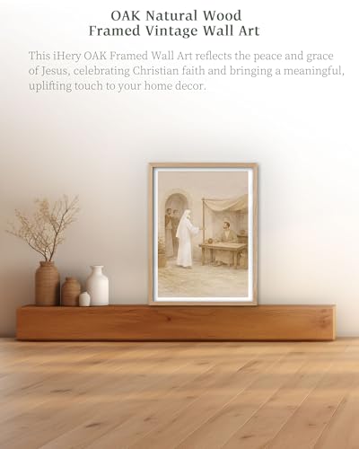 iHery 16x20in Jesus Calls Matthew Framed Christian Wall Art - color: OAK Framed Calls Matthew, size: 20"L x 16"W
