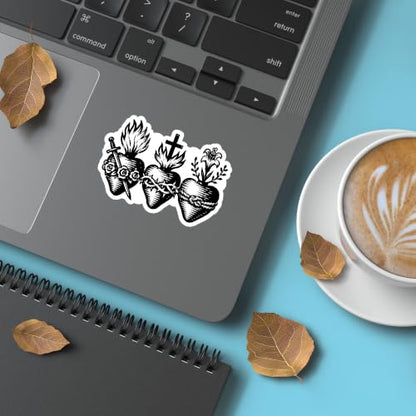 (3PCS) Hearts of the Holy Family Sticker, Christian Catholic Faith God Bible Verse Jesus Waterproof Vinyl Sticker Decals for Books Laptops Phone Water Bottles Tumbler Cup Kindle 3x2.2 Inch