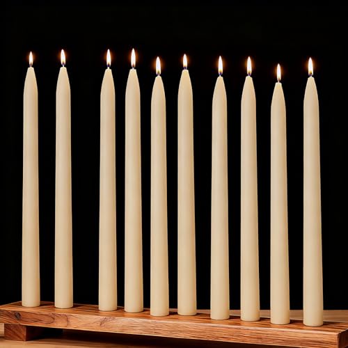 10PCS 10" Cream White Pure Beeswax Taper Candles, Wedding & Formal Dinner - color: White, size: 10”