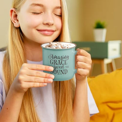 Christian Art Gifts Mint Green Camp Style Amazing Grace Ceramic Coffee Mug - style: Amazing Grace