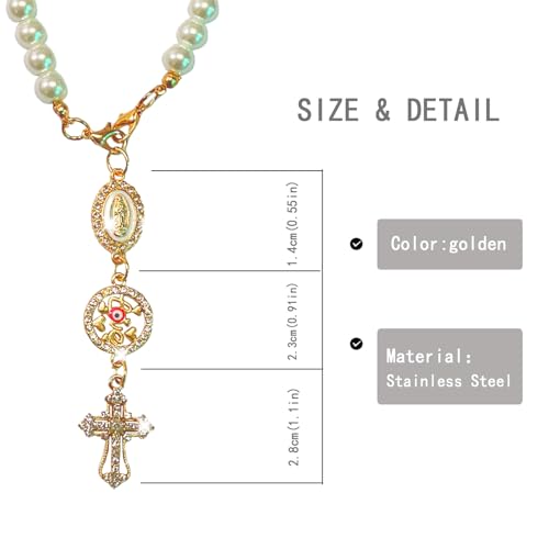 Cross Car Charm, Personalized Blessing Rear View Mirror Hanging Decors,car Mirror Hanging Accessories for Your car,Religious Gifts for Women (Golden-C) - size: golden-C