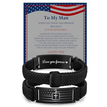 VNOX American Flag Cross Bible Verse Bracelet for Men Teen Boys Kids Stocking Stuffers,Religious Christian Jewelry Mens Easter Valentines Baptism Birthday Gift Ideas - style: To My Man