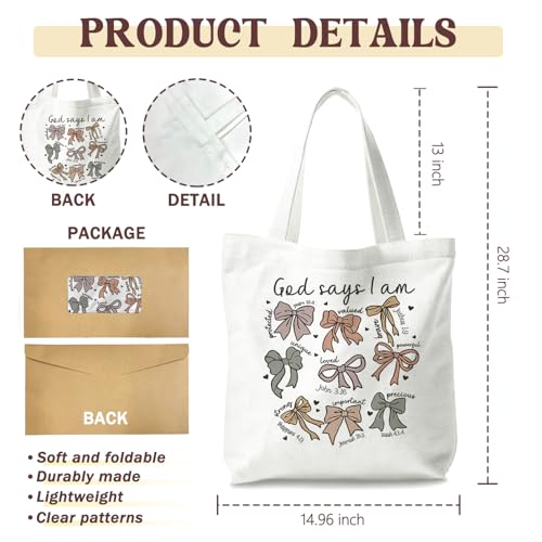 Bible Tote Bags Cute Christian Preppy Canvas Tote Bag Christian Gifts for Women Reusable Shopping Bags(Parent) - color: Bible-bow-1