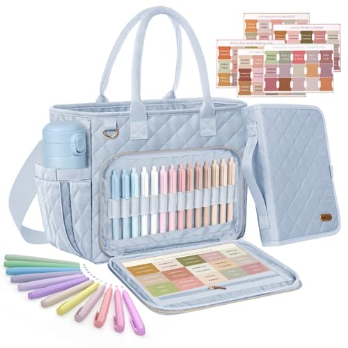 Large Bible Bag with Bible Cover Case for Women, Quilted Bible Tote Bag - color: Grayishi Blue