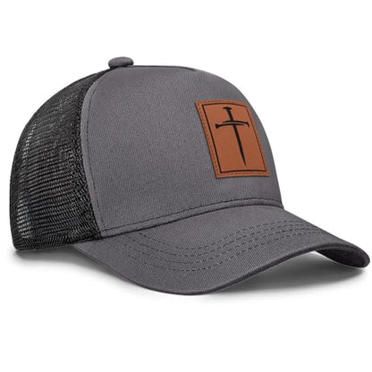 Christian Jesus Cross Trucker Hat Faith Hats for Men Women Religious Gifts - color: C-gray