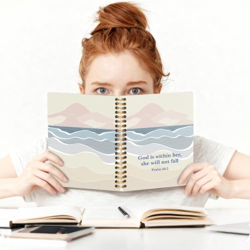 God is Within Her She Will Not Fall Spiral Notebook, Psalm 46:5 Christian Faith Journal, Inspirational Mountain Notebook for Women, Religious Bible Verse Writing Gifts for Coworker Sister Friend - style: Within Her