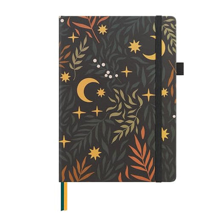 &And Per Se Lined Hardcover Notebook – A5 5.7"x8" College Ruled, 160 Pages, 100gsm Thick Paper – Aesthetic Journal for Women, Gift-Ready Planner, Everyday Writing Notebook (Lunar Leaf) - color: e.Lunar Leaf, style: Lined with Pattern