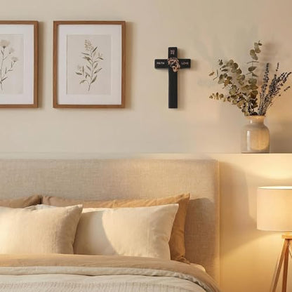 Wooden Wall Cross with Detachable Stand, 5.5in Small Christian Cross - color: Black, size: 5.5"L x 2.7"W