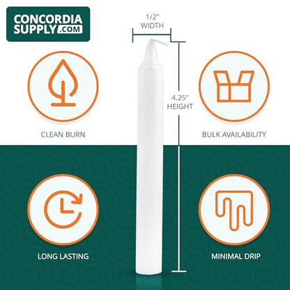 Concordia Supply 4.25" x 1/2" White Candlelight Vigil Candles, Box of 250 - size: 4.25 inches, style: 250ct