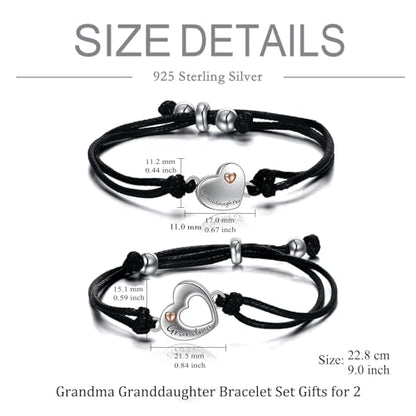 POPLYKE 925 Sterling Silver Infinity/Cow/Wing/Cross/Heart Bracelet for Mom and Daughter Jewelry Birthday - style: Grandmother Granddau. Bracelet Set