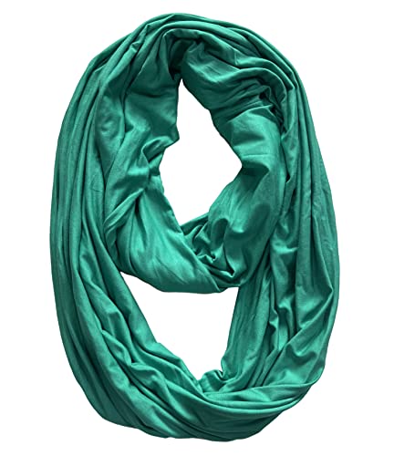 Lina & Lily Premium Modal Jersey Knit Women's Infinity Scarf Loop Lightweight - color: Jade Green