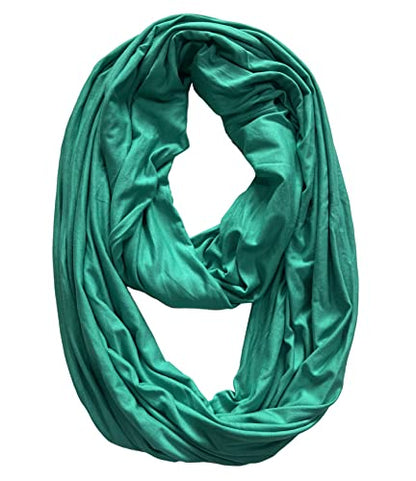 Lina & Lily Premium Modal Jersey Knit Women's Infinity Scarf Loop Lightweight - color: Jade Green