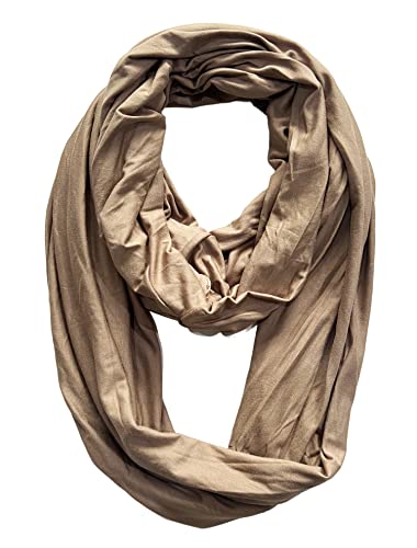Lina & Lily Premium Modal Jersey Knit Women's Infinity Scarf Loop Lightweight - color: Khaki