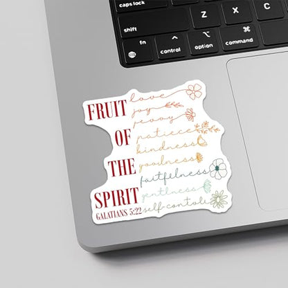 Fruit of The Spirit Sticker 3Pcs Decals Vinyl Waterproof - Journaling Christian Floral Bible Verse Quote Sticker for Water Bottles, Phone Laptop - color: Holo Spirit