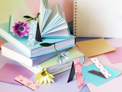 Magnetic Bookmarks, Page Markers, 10 Love Pattern Designs - color: Love Theme