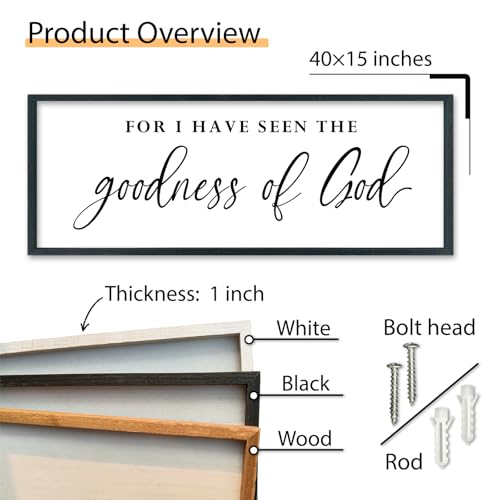 SRSZHIYUE I Have Seen the Goodness of God Wall Art, Black, 40x15 - color: For I Have Seen The Goodness (Black), size: 40"L x 15"W