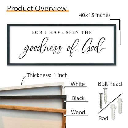 SRSZHIYUE I Have Seen the Goodness of God Wall Art, Black, 40x15 - color: For I Have Seen The Goodness (Black), size: 40"L x 15"W