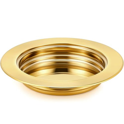 Zhehao 1 Pcs Communion Plates for Church Communion Bread Tray Plate Church Supplies Set Polished Stainless Steel Tray (Gold) - color: Gold