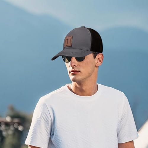 Christian Hats for Men Women, Faith Over Fear Hat - color: Cross Gray